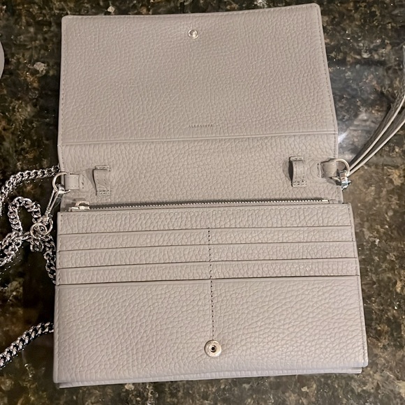 AllSaints Fetch Leather Chain Crossbody Bag - Picture 11 of 17
